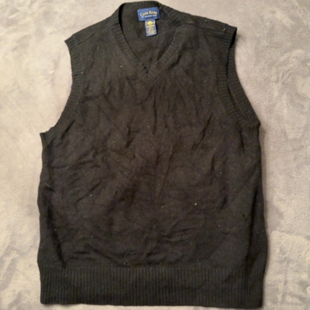 Club Room Vest Women Large Black V-Neck Lambswool Layering Piece